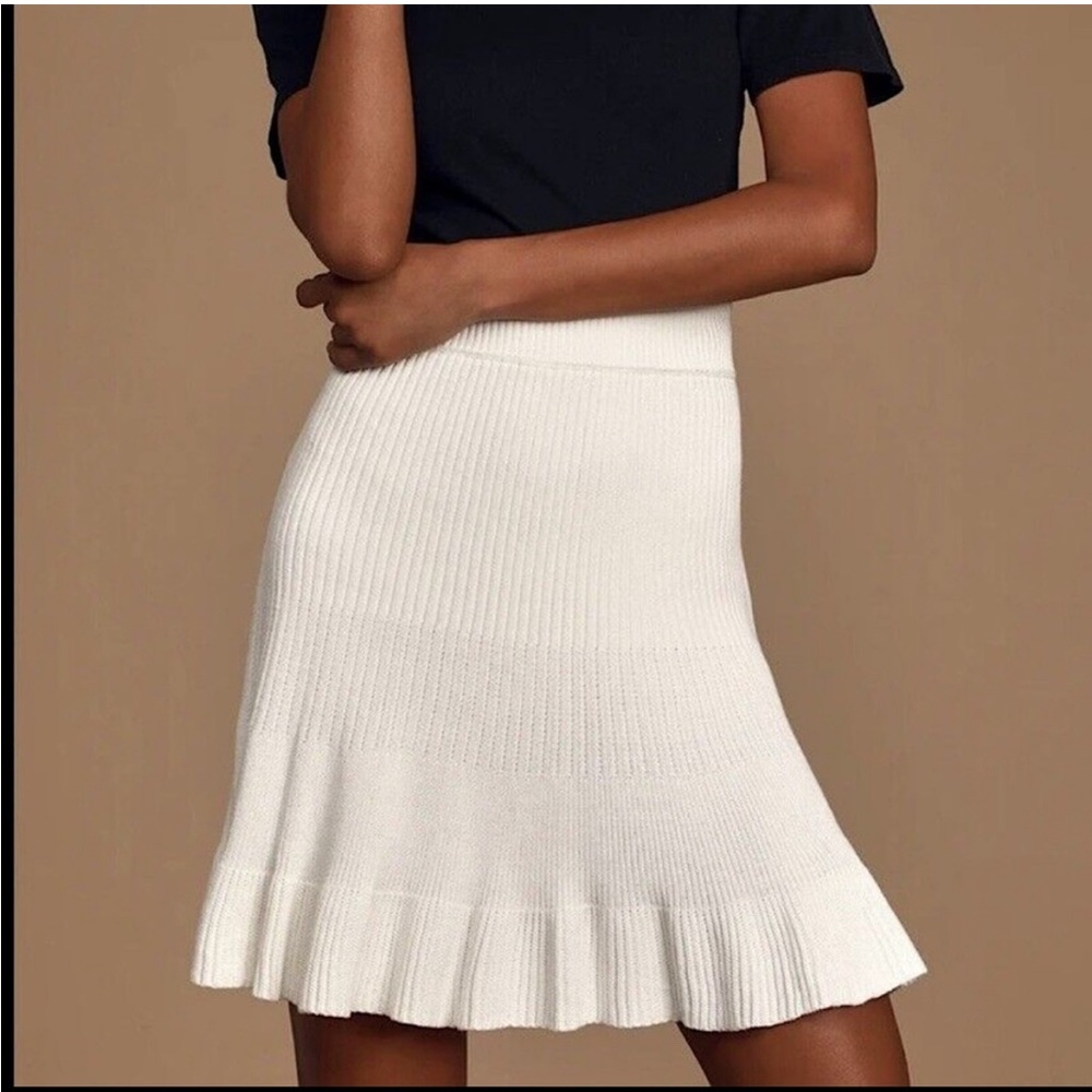 Free People Ivory “Solid Gold” Sweater Knit Skirt - Size Medium